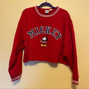 Vintage Oversized Mickey Mouse Disney Cropped Sweatshirt